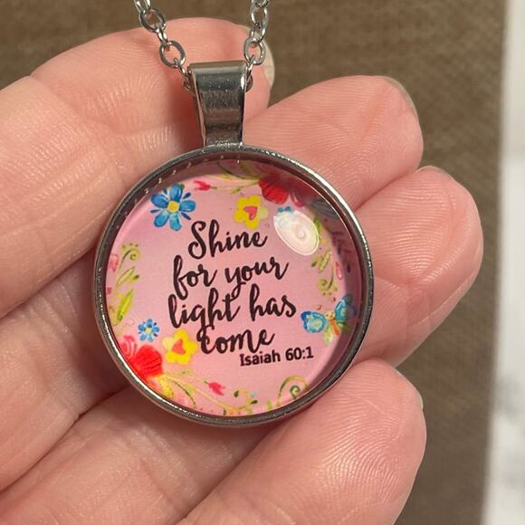 Scripture Necklace Pendant Faith Necklace Isaiah 60:1 New - Picture 3 of 7